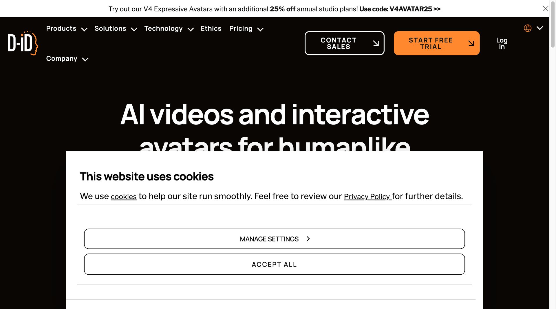 D-ID Creative Reality Studio interface showing photo-to-talking-video with 100+ language support