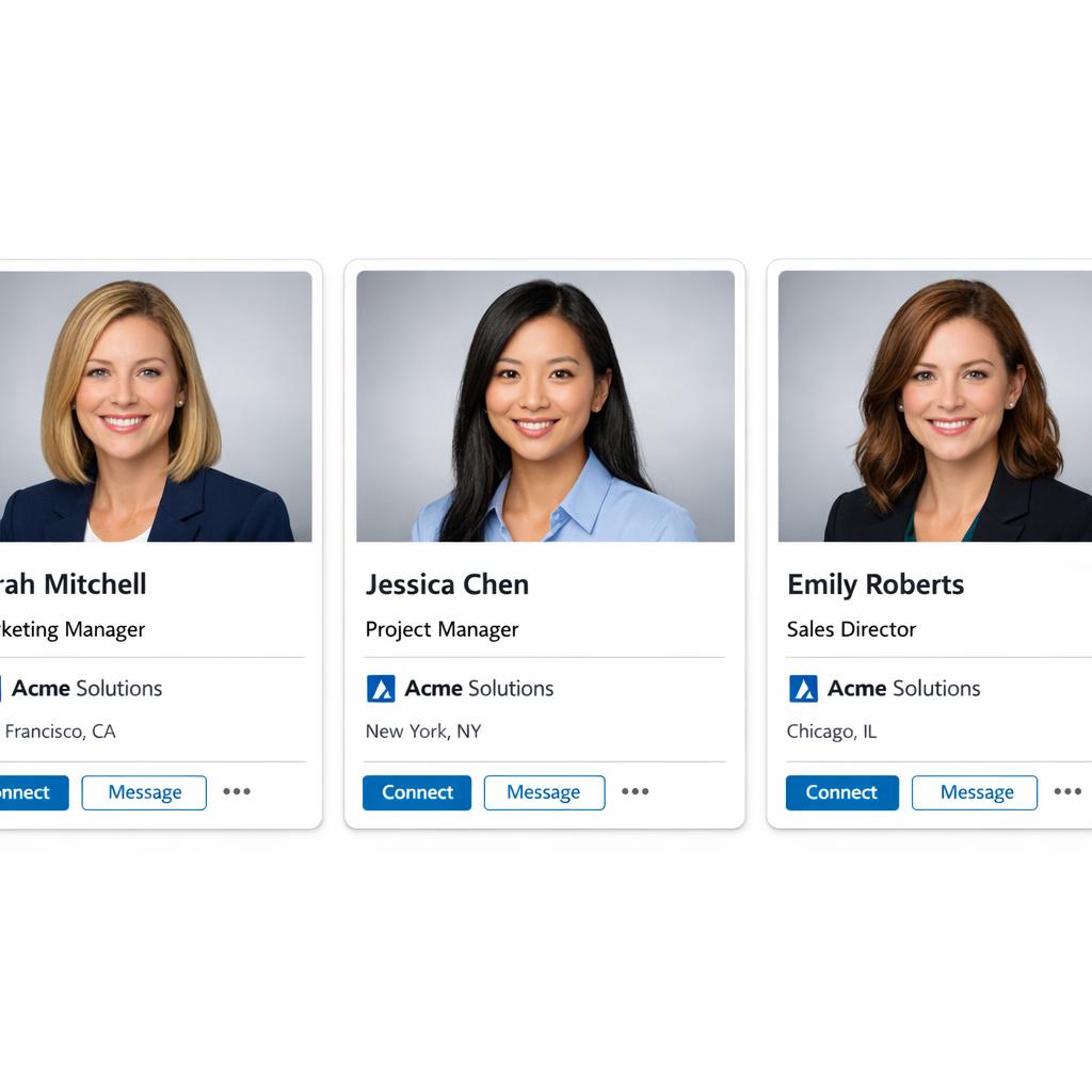 Team headshots on LinkedIn profiles