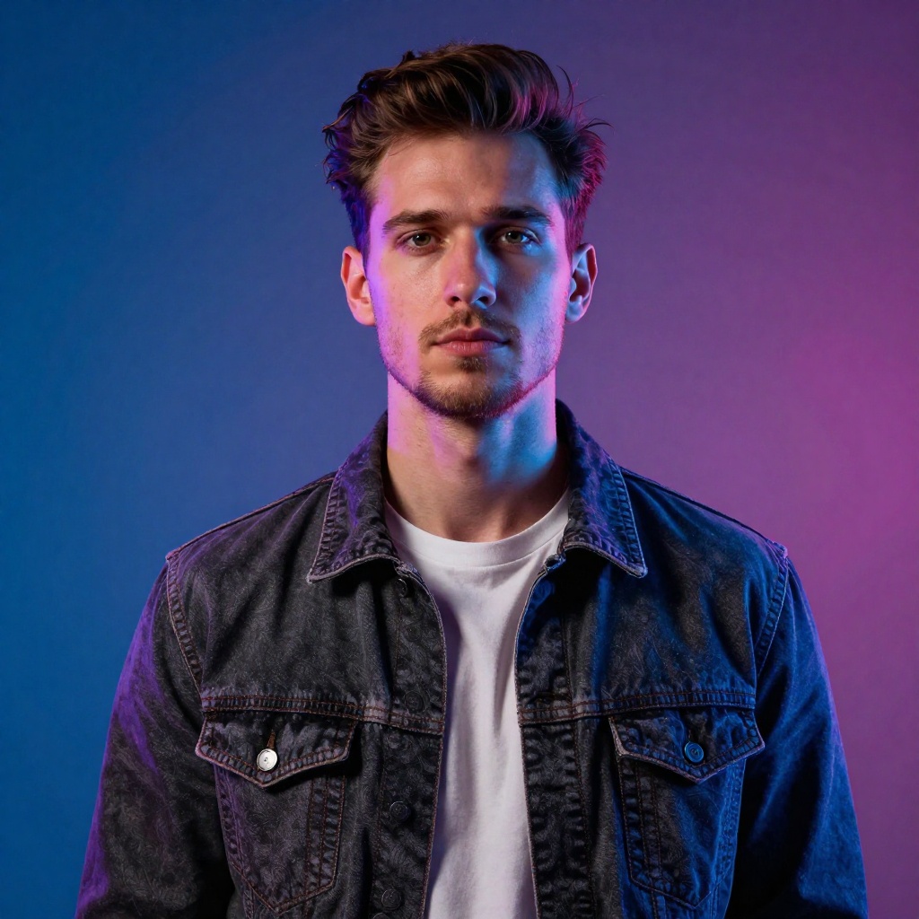 Neon-lit EDM artist, before