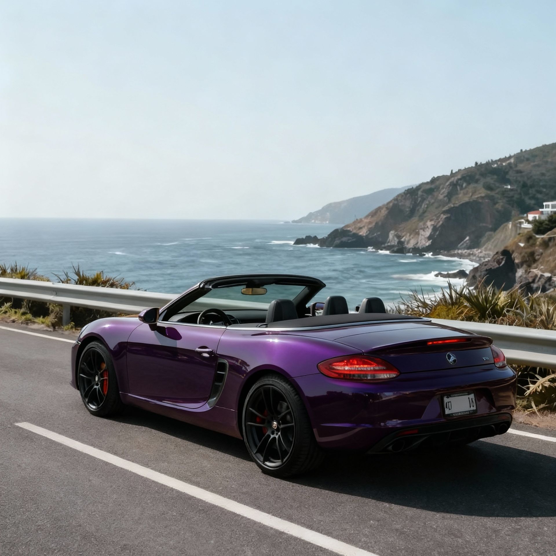 Exotic purple convertible, after