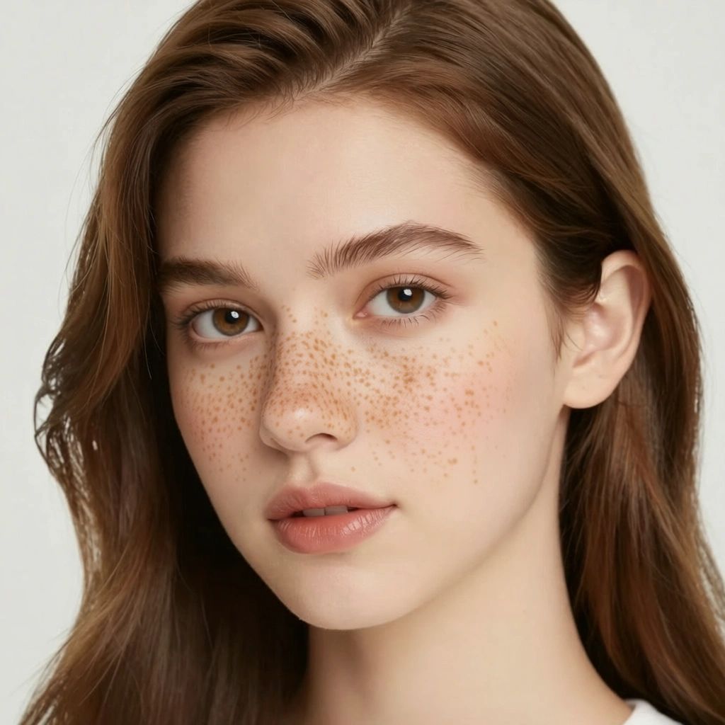 Youthful freckle placement, after