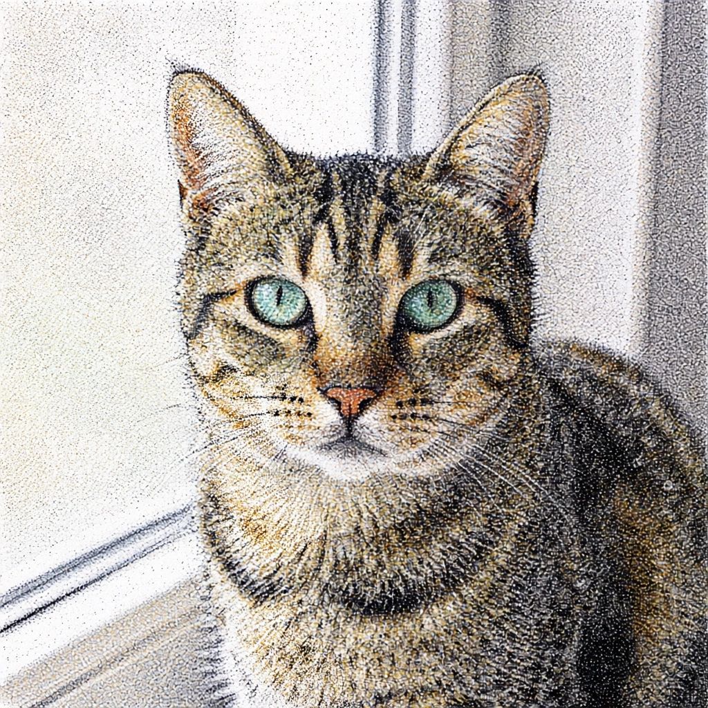 Intricate stippling artwork, after