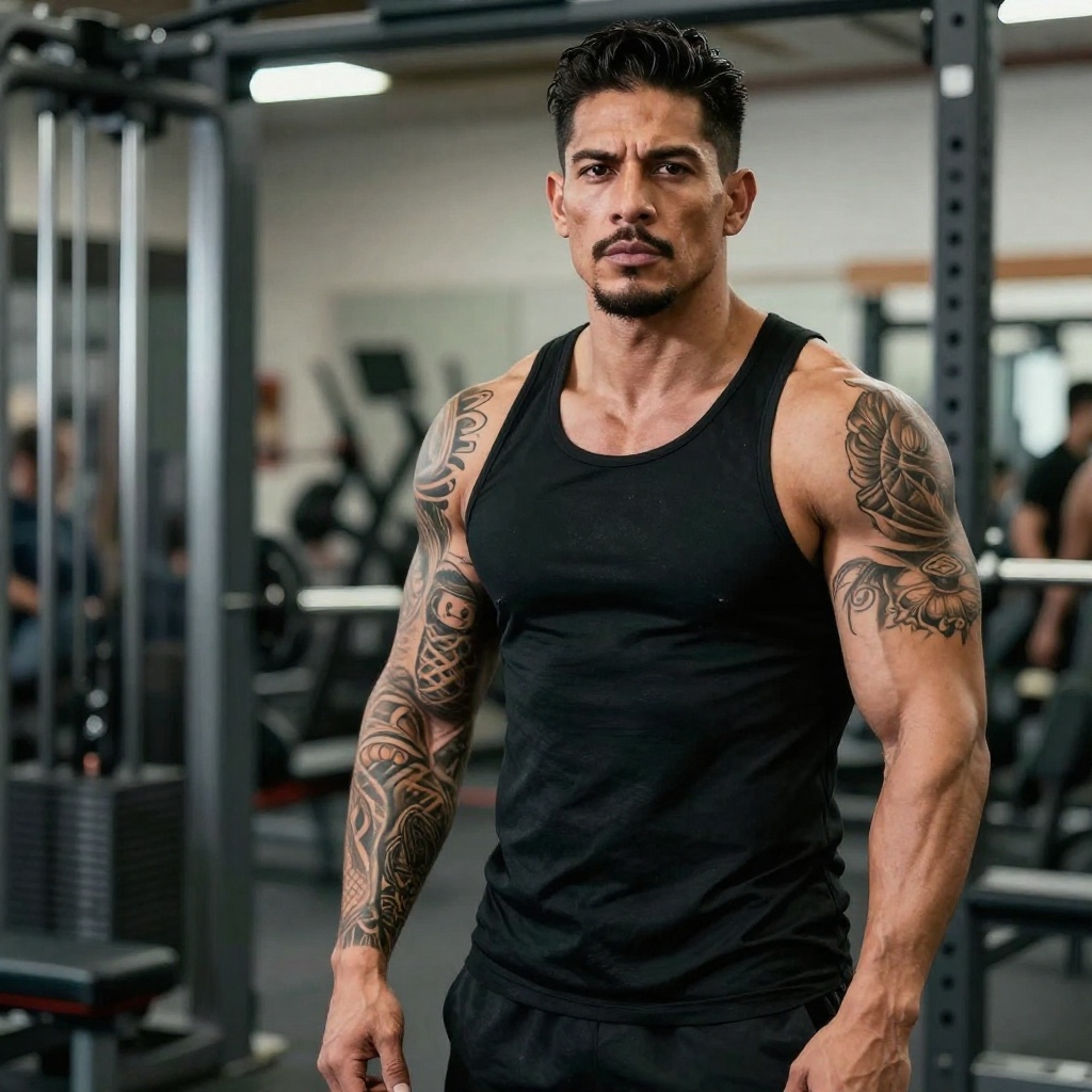 Clean arms for gym photos, before