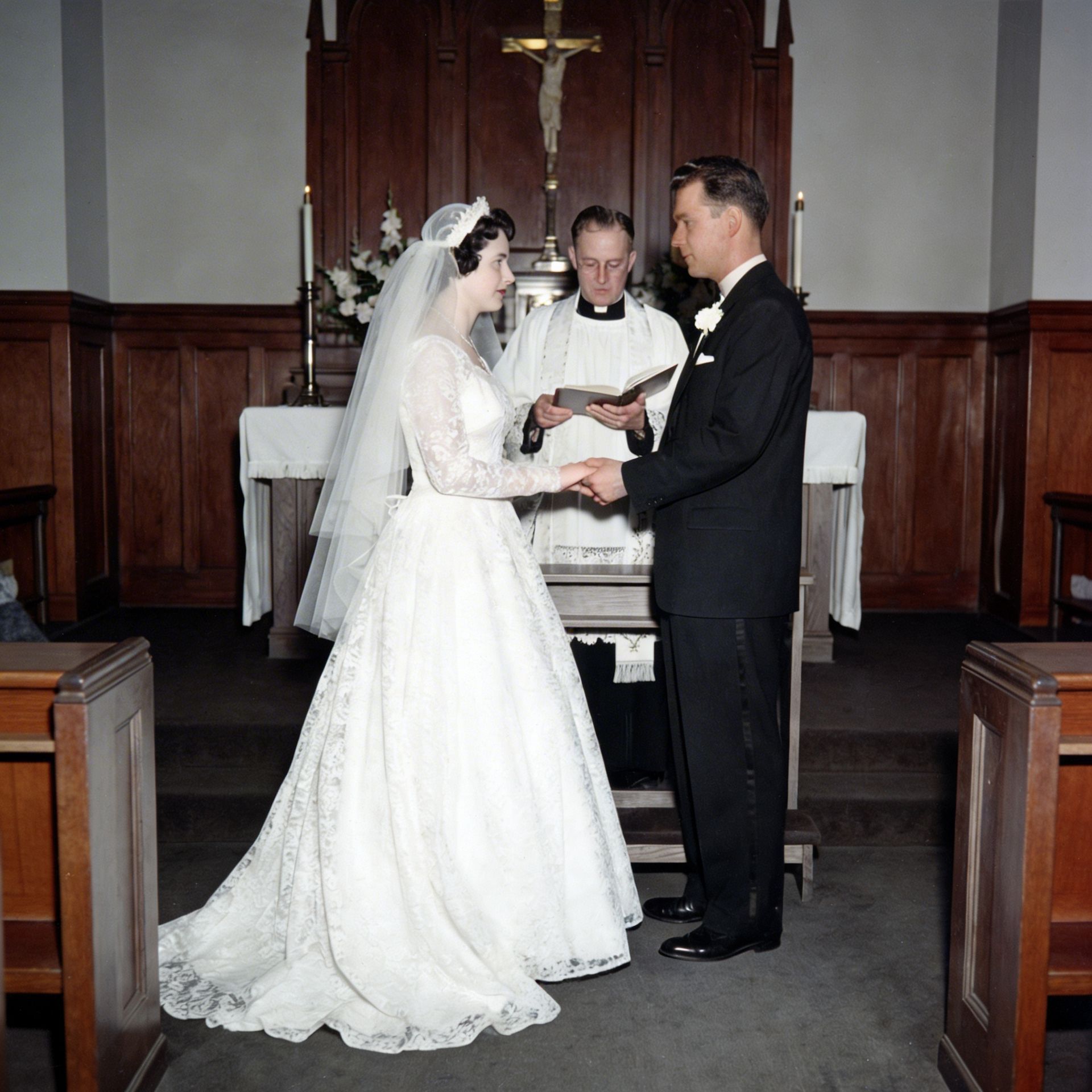 Repair torn wedding photographs, after AI restoration