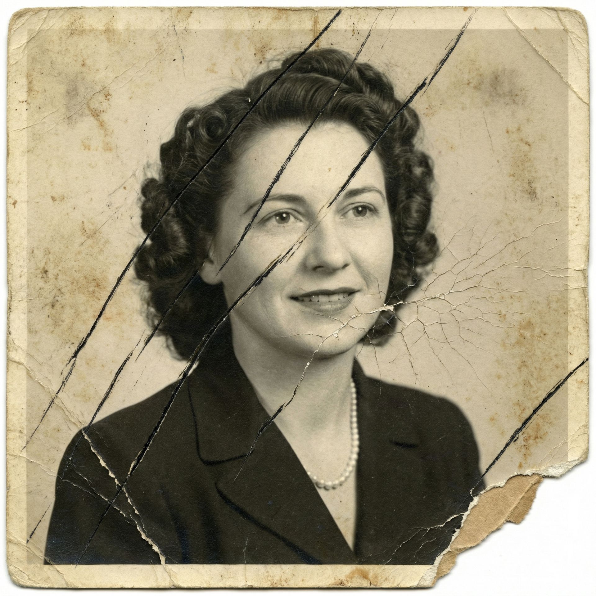 Repair scratched vintage portraits, before restoration