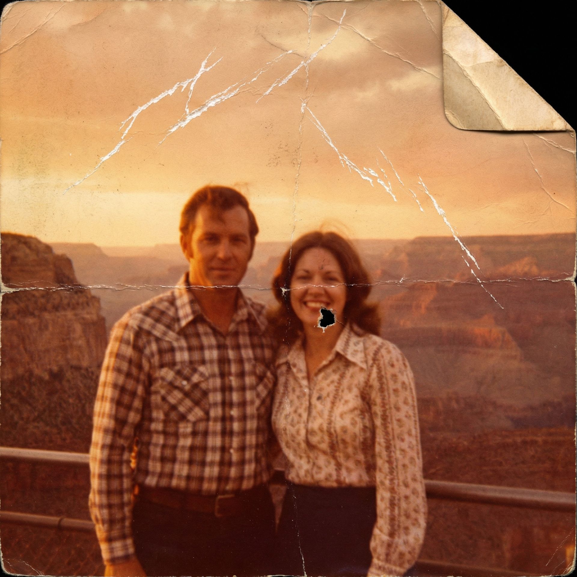 Correct faded vacation photos, before restoration