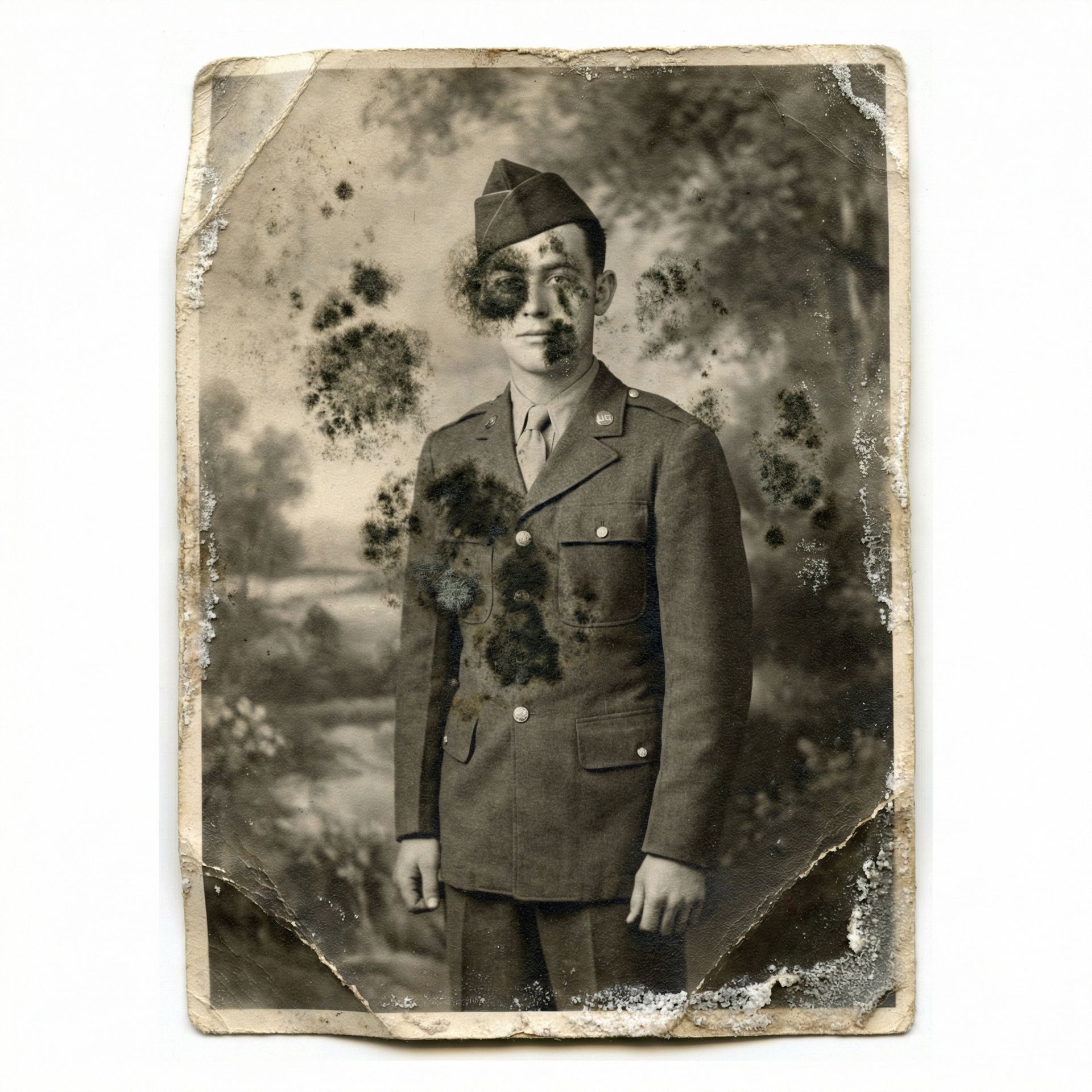 Restore mold-damaged photos, before restoration