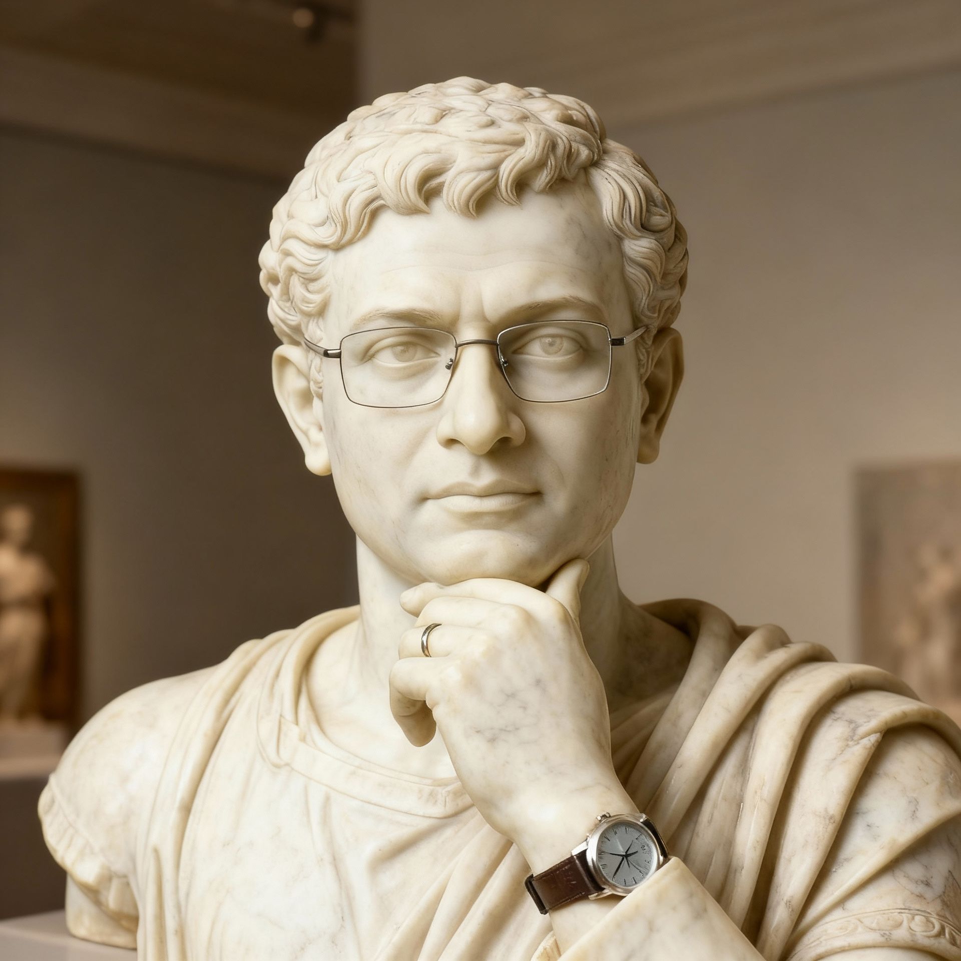 Distinguished scholars in marble, after
