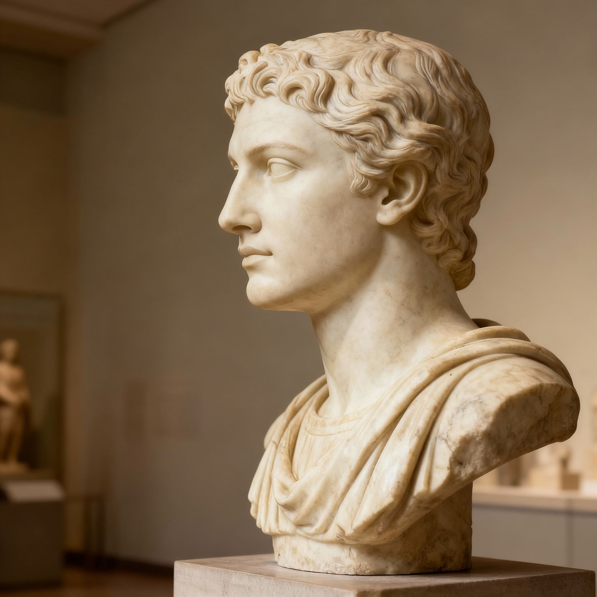 Classic profile in marble, after
