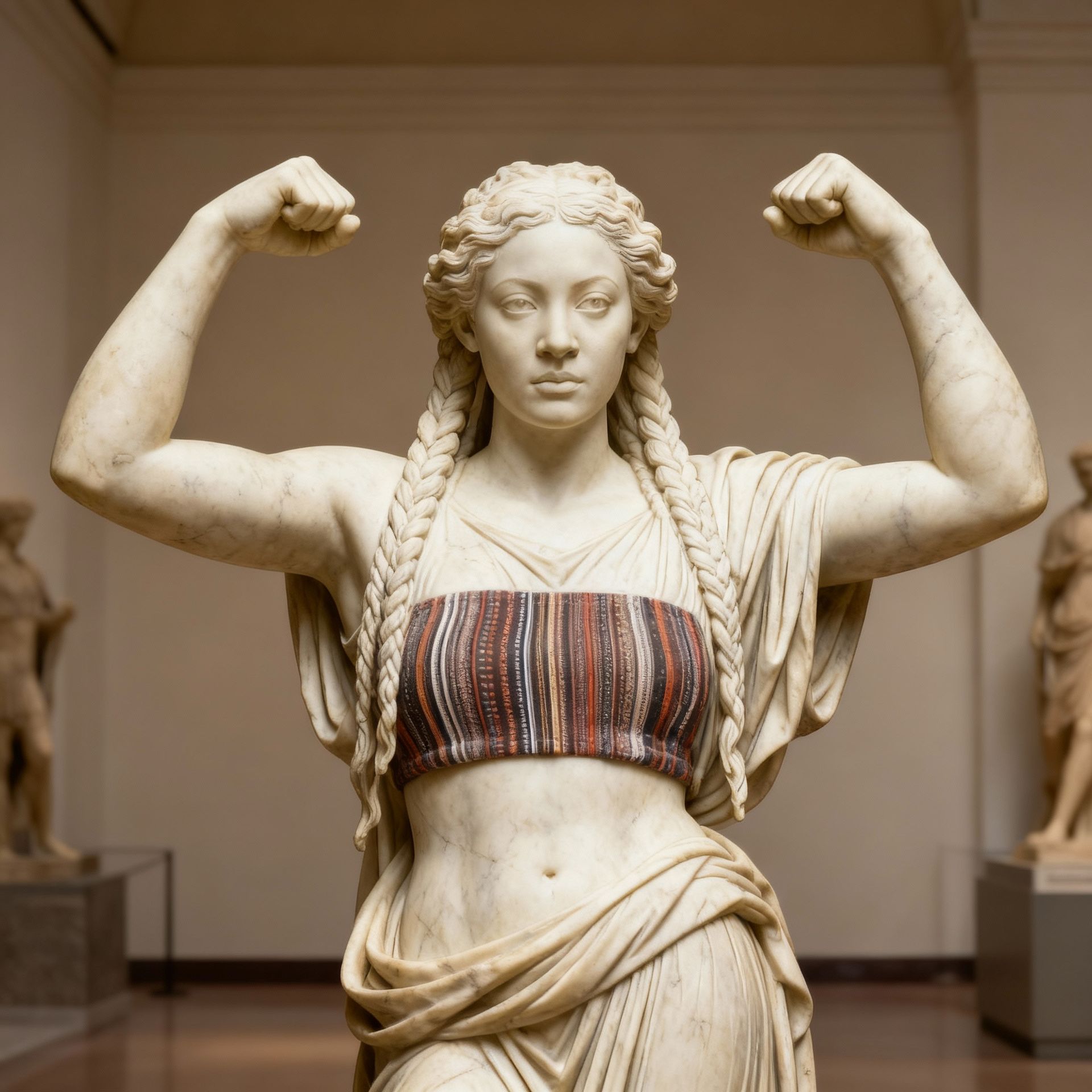 Strength captured in marble, after