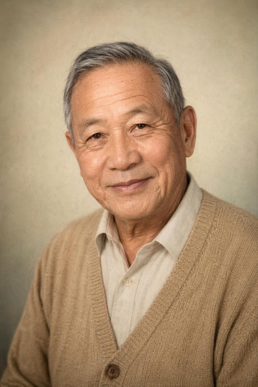 Restored mid-century portrait of Margaret's late father
