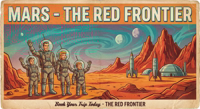 Vintage travel poster for Mars tourism