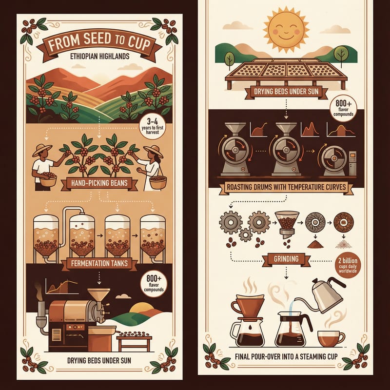 Nano Banana Pro coffee journey infographic