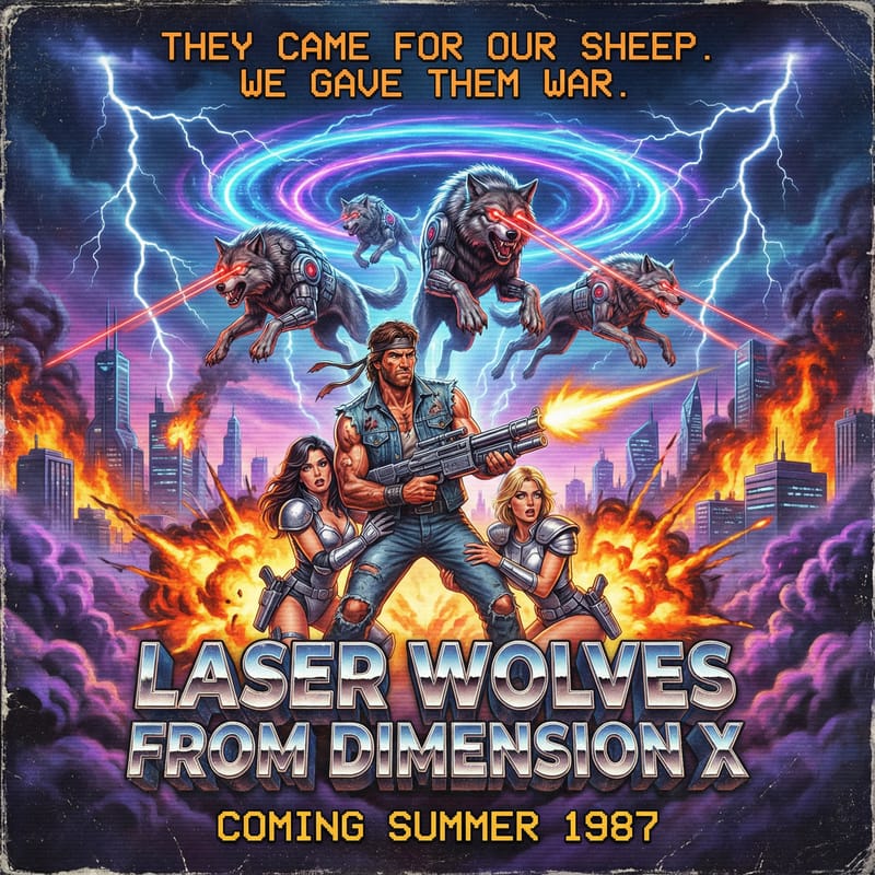 1980s sci-fi B-movie poster