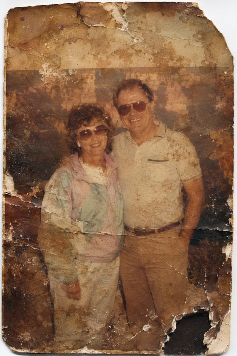 Damaged original — Restored 1989 family vacation photo