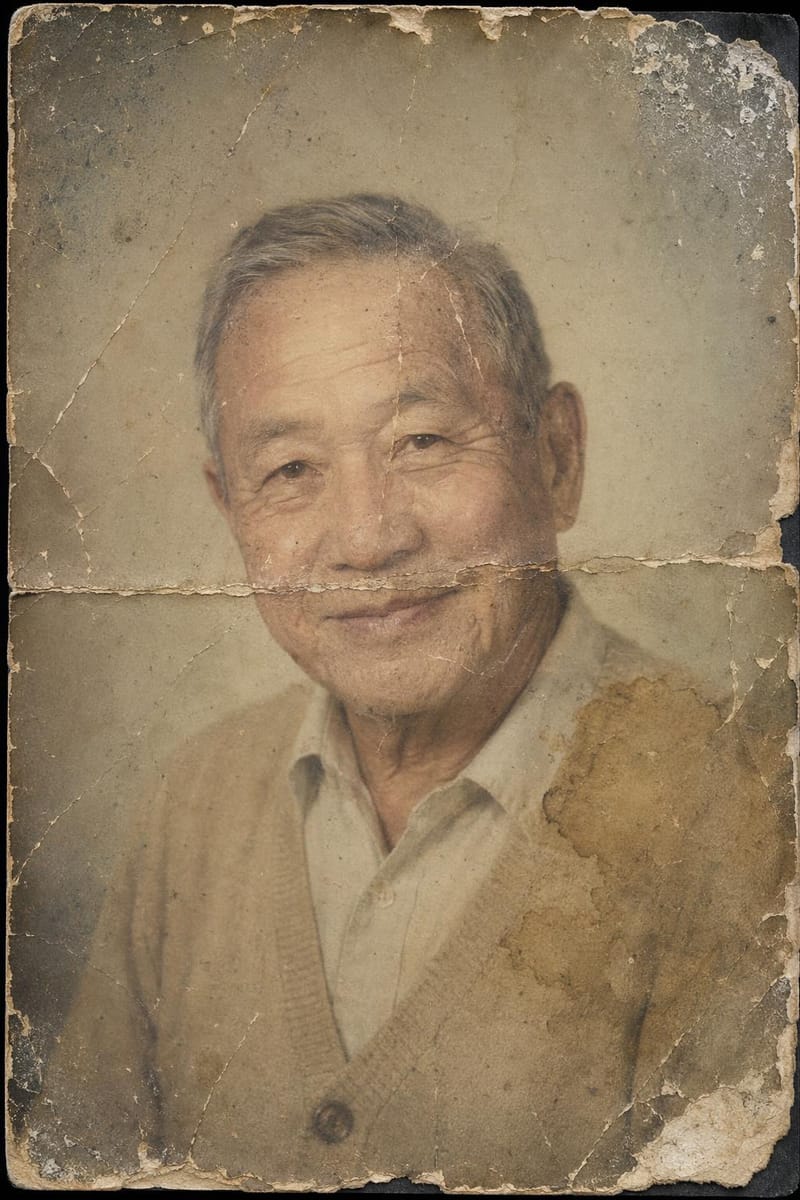 Damaged original — Restored mid-century portrait of Margaret's late father