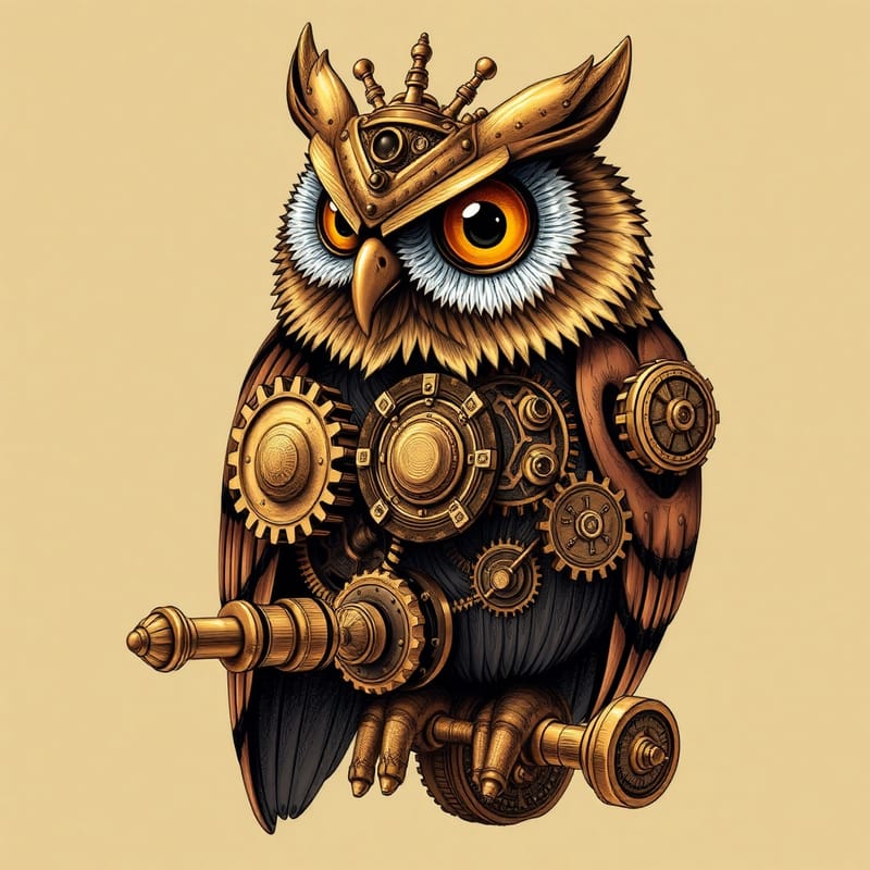 Steampunk mechanical owl