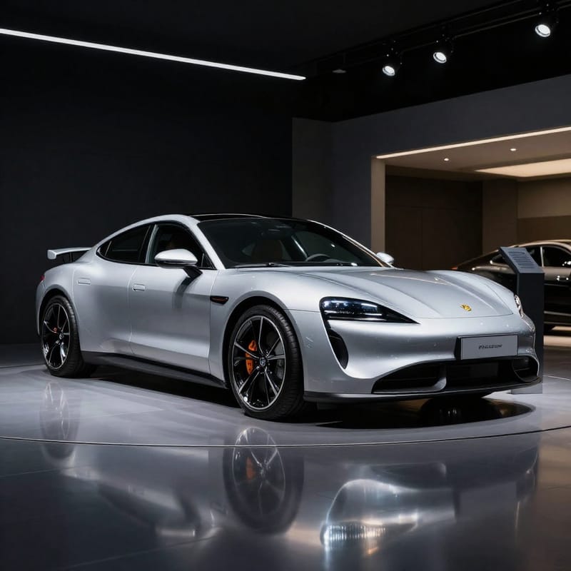 Luxury sports car in showroom