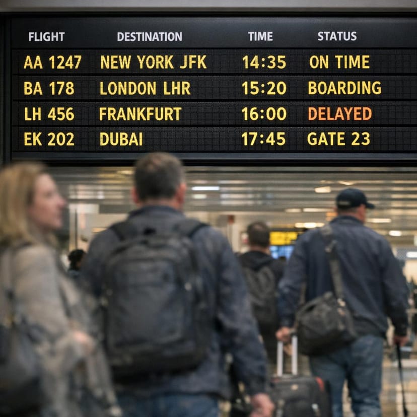 Airport departure board