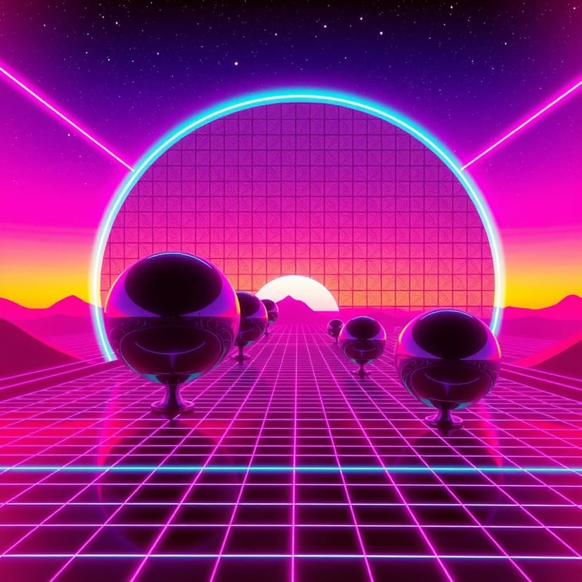 Synthwave retro-futuristic scene