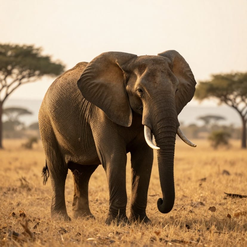 African elephant at golden hour