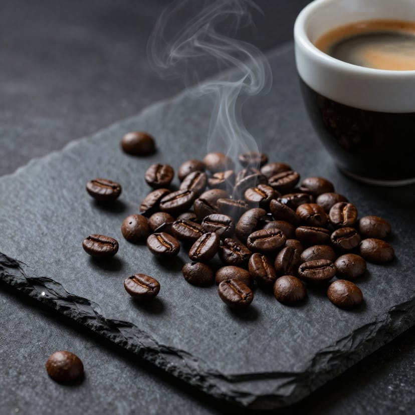 Artisan coffee beans, moody aesthetic